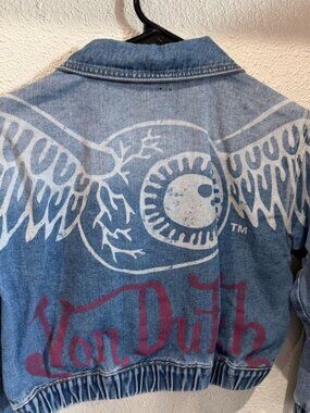 Von Dutch Kids Denim Jacket Eyeball Graphic, Size 6